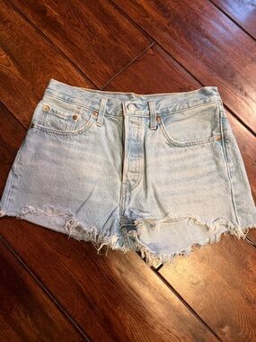 Levi’s Light Blue Distressed Denim Women's Shorts